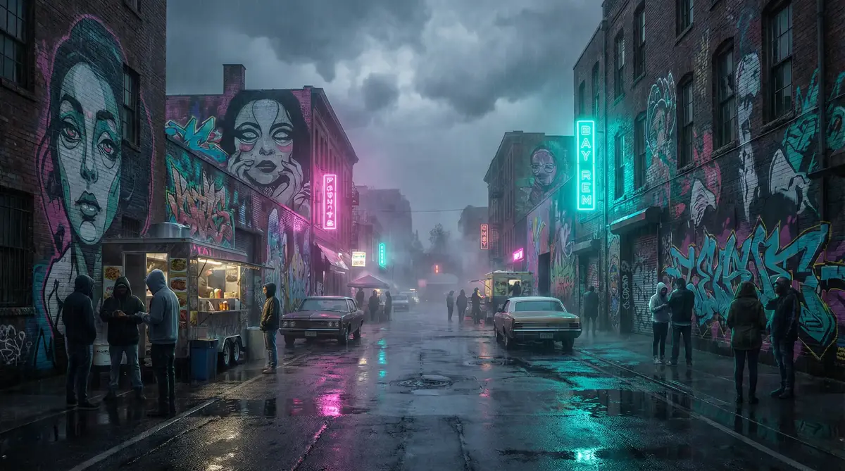 黄色软件18 - 雨夜壁画街
